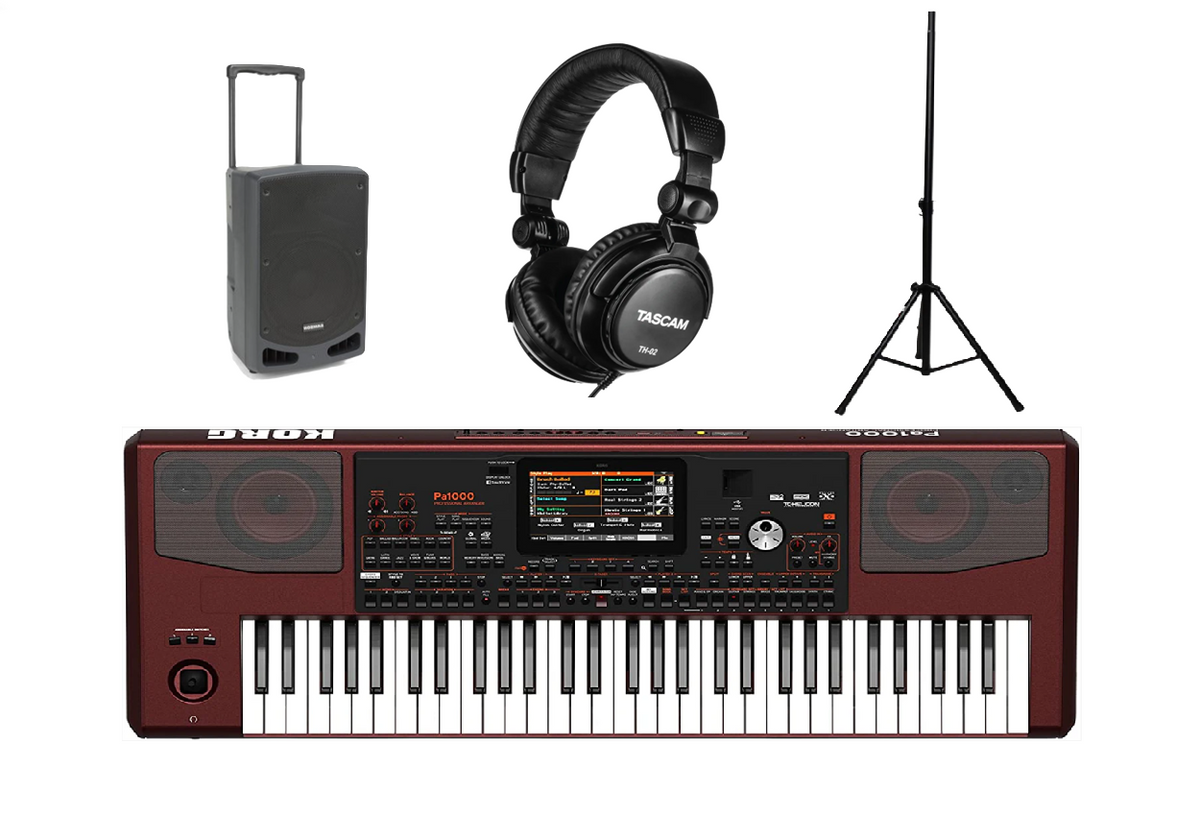 Korg Pa1000 - with Symphony Amped 14 Speaker and Speaker stand and Headphone