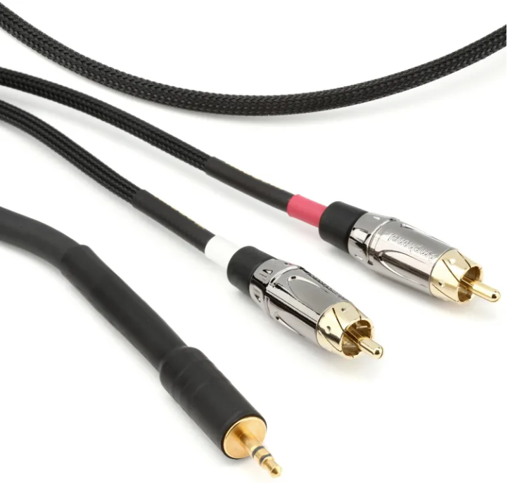 Mogami Gold 3.5 2 RCA 15 Accessory Cable - 3.5mm TRS Male to Dual RCA Male Left/Right - 15 foot