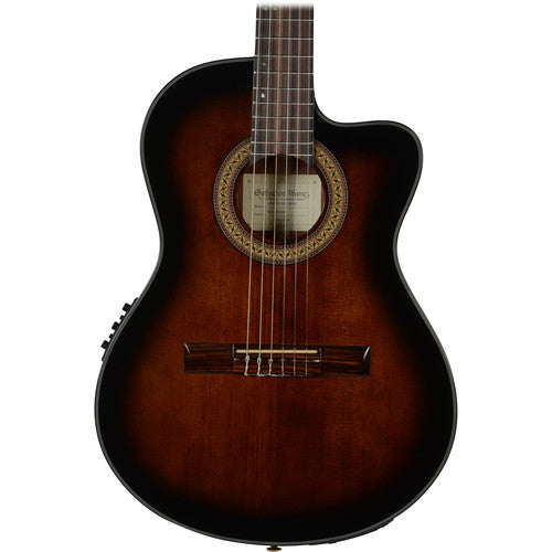 Ibanez GA35TCE Acoustic/Electric Thin-Line Classical Guitar (Dark Violin Sunburst)