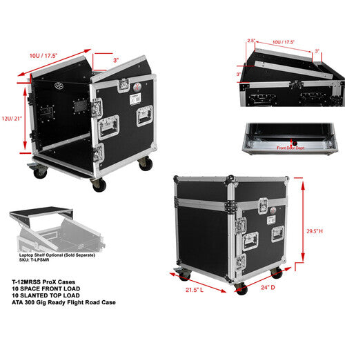 Pro X 12U Rack x 10U Top Mixer DJ Combo Flight Case