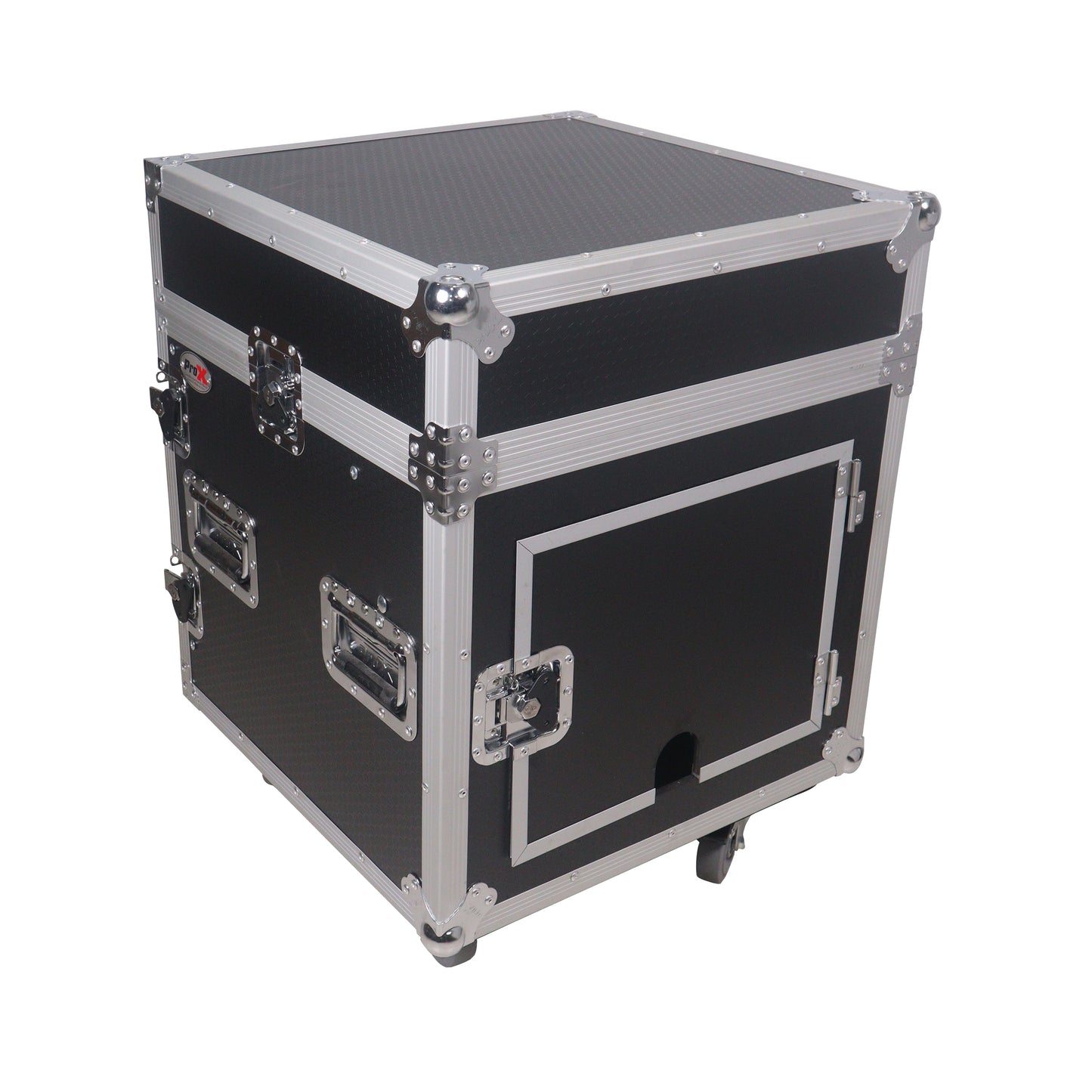 ProX 10U Vertical Rack Mount Flight Case with 10U Top for Mixer Combo Amp Rack with Caster Wheels