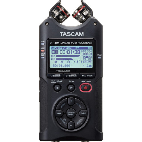 TASCAM DR-40X 4-Channel / 4-Track Portable Audio Recorder and USB Interface with Adjustable Mic