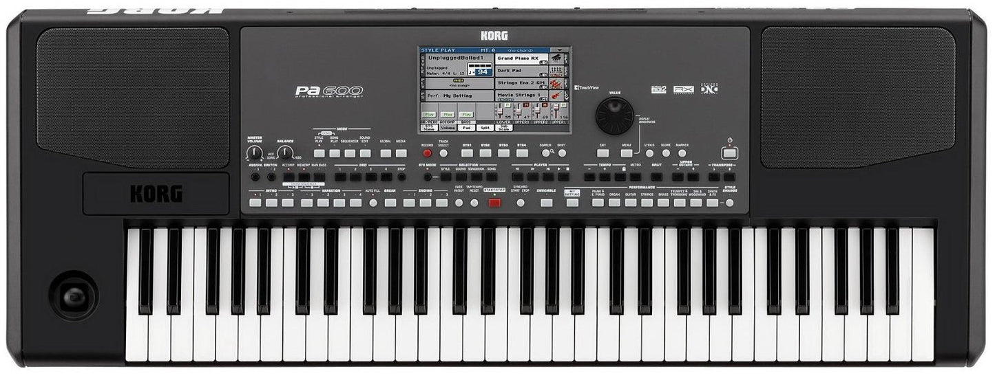 Korg PA600 61-Key Professional Arranger touch screen keyboard bundle