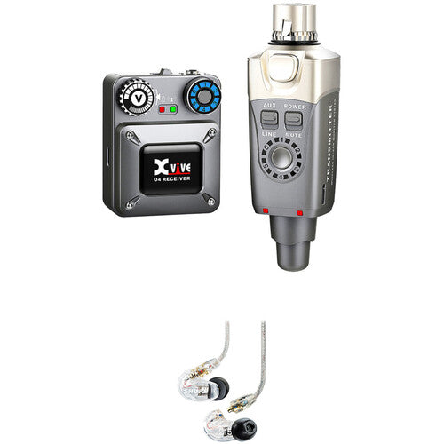 Xvive Audio U4 Wireless In-Ear Monitor Value Kit with 1 Receiver & 1 Shure SE215 Earphones